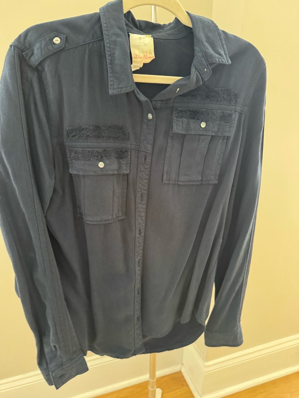 Da-Nang Navy Button-Down Utility Shirt